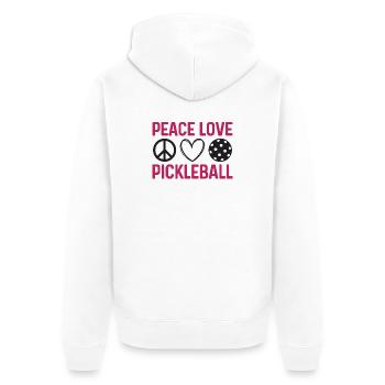 Frieden Liebe Pickleball - Unisex Premium Bio Zip Hoodie - Weiß - Hinten - Thijin (182cm)