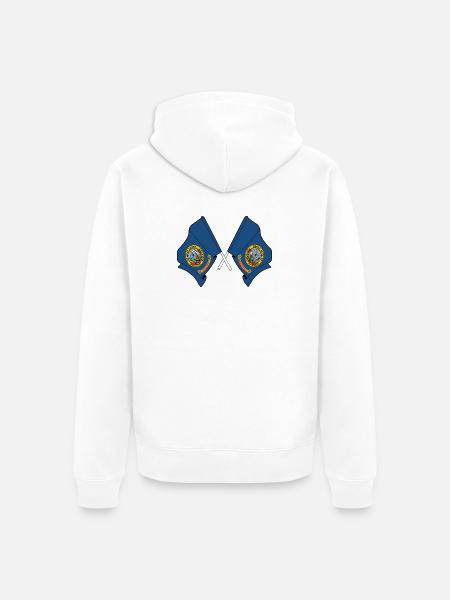 Two flags crossed Indaho - Unisex Premium Organic Zip Hoodie - white