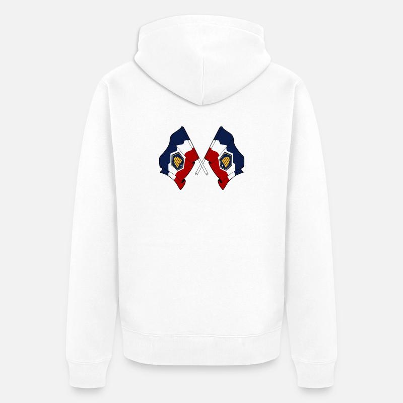 Deux drapeaux traversent l’Utah - Veste à capuche bio Premium Unisexe - blanc