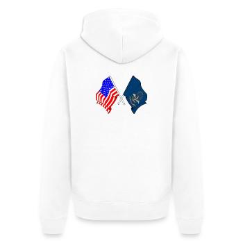 Drapeau des États-Unis et du Dakota du Nord croisé - Veste à capuche bio Premium Unisexe - blanc - Dos - Thijin (182cm)