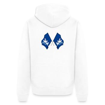 Drapeaux croisés de la province de Halland, Suède - Veste à capuche bio Premium Unisexe - blanc - Dos - Thijin (182cm)