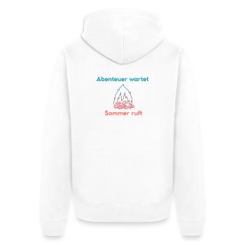 Abenteuer wartet - Sommer ruft! - Unisex Premium Bio Zip Hoodie - Weiß - Hinten - Thijin (182cm)