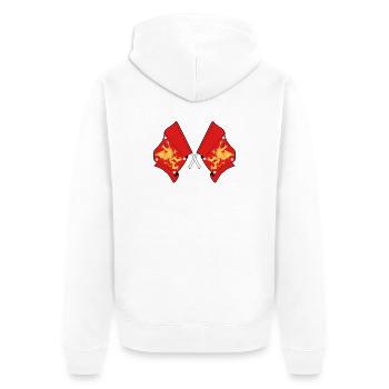 Deux drapeaux croisés de l’Oestergoetland - Veste à capuche bio Premium Unisexe - blanc - Dos - Thijin (182cm)
