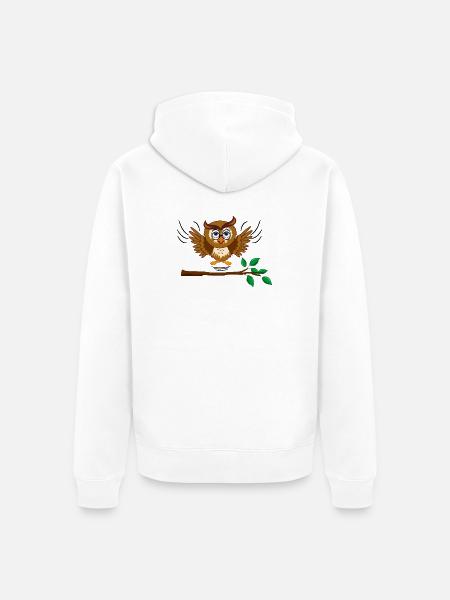 Owl flies out - Unisex Premium Organic Zip Hoodie - white