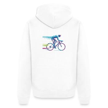 Faites évoluer votre vélo – Glitch Cycling Concept - Veste à capuche bio Premium Unisexe - blanc - Dos - Thijin (182cm)