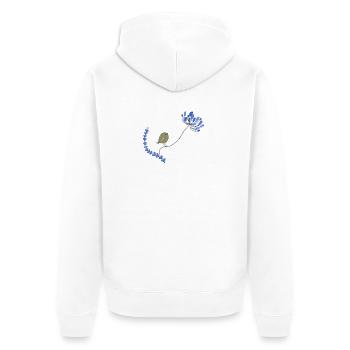 Vogel mit Blume - Unisex Premium Bio Zip Hoodie - Weiß - Hinten - Thijin (182cm)