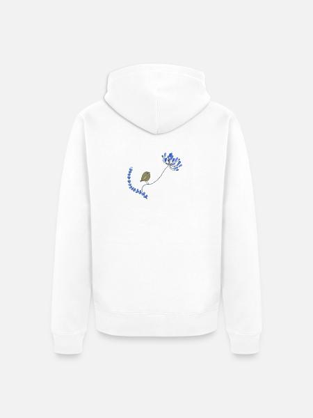 Vogel mit Blume - Unisex Premium Bio Zip Hoodie - Weiß