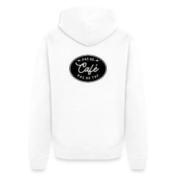 Pas de café pas de taf – T-shirt vintage minimalis - Veste à capuche bio Premium Unisexe - blanc - Dos - Thijin (182cm)