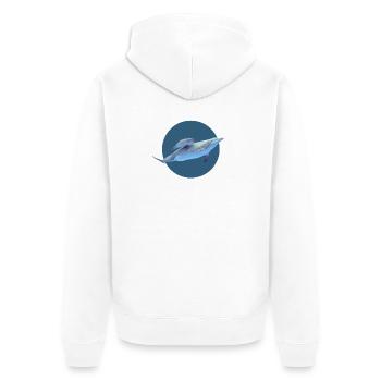 Delfin - Unisex Premium Bio Zip Hoodie - Weiß - Hinten - Thijin (182cm)
