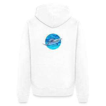Delfin - Unisex Premium Bio Zip Hoodie - Weiß - Hinten - Thijin (182cm)