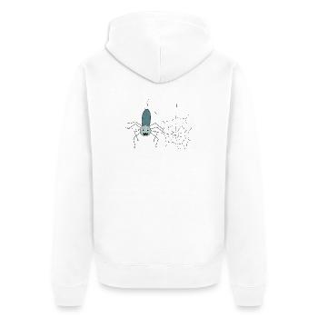 Spinnfried die Spinne - Unisex Premium Bio Zip Hoodie - Weiß - Hinten - Thijin (182cm)