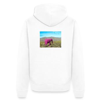 Pink elephant in the deserted savannah - Unisex Premium Organic Zip Hoodie - white - Back - Thijin (182cm)