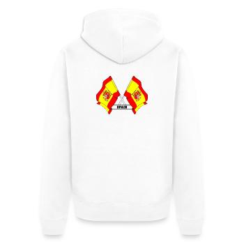 Gekreuzte spanische Flaggen mit SPANIEN - Unisex Premium Bio Zip Hoodie - Weiß - Hinten - Thijin (182cm)