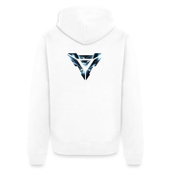Futuristisches Cyber Realm Dreieckiges Design - Unisex Premium Bio Zip Hoodie - Weiß - Hinten - Thijin (182cm)