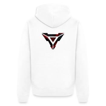 Futuristisches geometrisches Burst-Design - Unisex Premium Bio Zip Hoodie - Weiß - Hinten - Thijin (182cm)
