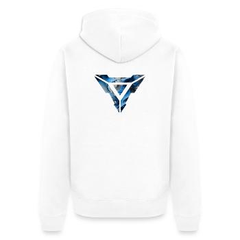 Abstract Blue Fluid Triangular Design - Unisex Premium Organic Zip Hoodie - white - Back - Thijin (182cm)