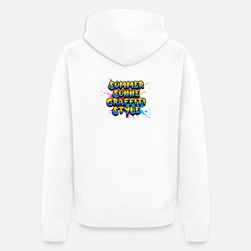Sommer Sonne Graffiti Style Schriftzug - Unisex Premium Bio Zip Hoodie - Weiß