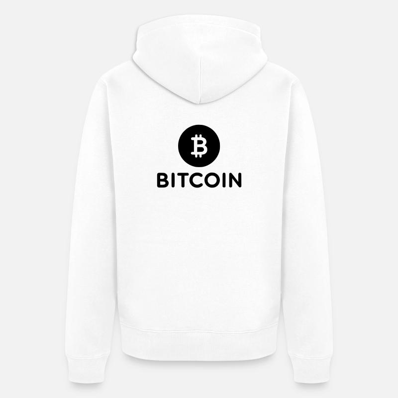 Bitcoin avec icône ronde - Veste à capuche bio Premium Unisexe - blanc