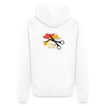 Elegant Scissors and Fabric Inspired Design - Unisex Premium Organic Zip Hoodie - white - Back - Thijin (182cm)