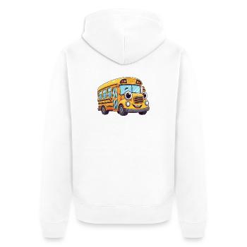 Cheerful school bus with big eyes - Unisex Premium Organic Zip Hoodie - white - Back - Thijin (182cm)