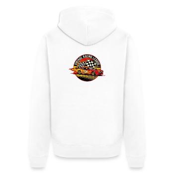 Vintage Rennsport Flaggen Design - Unisex Premium Bio Zip Hoodie - Weiß - Hinten - Thijin (182cm)
