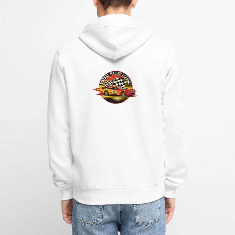 Conception de drapeaux de course vintage Veste à capuche bio Premium Unisexe