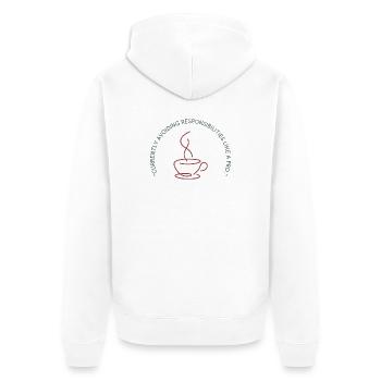 Minimalist Coffee Cup Line Art Design - Unisex Premium Organic Zip Hoodie - white - Back - Thijin (182cm)