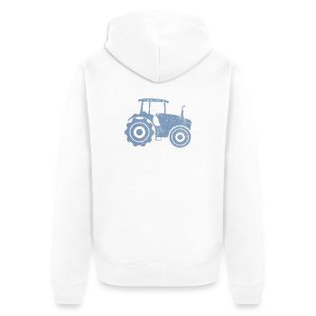 Tractor Silhouette Farmer Grunge Design - Unisex Premium Organic Zip Hoodie - white - Back - Thijin (182cm)