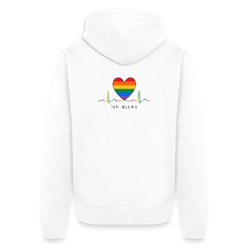 Liebe ist alles - Unisex Premium Bio Zip Hoodie - Weiß - Hinten - Thijin (182cm)