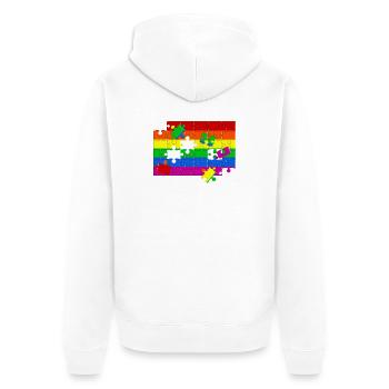 Puzzle drapeau LGTBQ+ - Veste à capuche bio Premium Unisexe - blanc - Dos - Thijin (182cm)