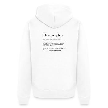 Unispruch « Phase d’examen » Cadeau, étudiants - Veste à capuche bio Premium Unisexe - blanc - Dos - Thijin (182cm)