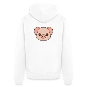 Cute Piglet Face Illustration - Unisex Premium Organic Zip Hoodie - white - Back - Thijin (182cm)