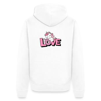 LOVE_UNICORNE - Veste à capuche bio Premium Unisexe - blanc - Dos - Thijin (182cm)