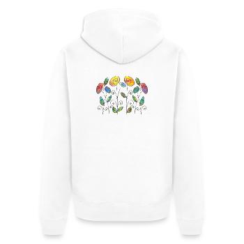 Blumen - Unisex Premium Bio Zip Hoodie - Weiß - Hinten - Thijin (182cm)