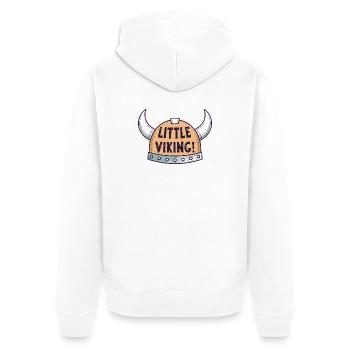 Kleiner Wikinger mit gehörntem Helm - Unisex Premium Bio Zip Hoodie - Weiß - Hinten - Thijin (182cm)