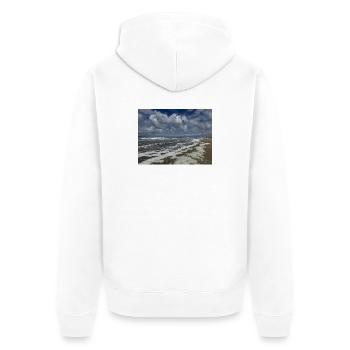 Coastal Magic: Waves and Clouds Holland - Unisex Premium Organic Zip Hoodie - white - Back - Thijin (182cm)