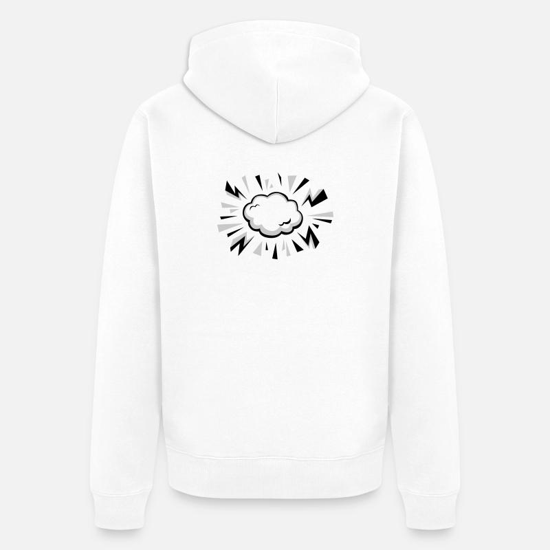 Comic Wolke mit Blitzen - Unisex Premium Bio Zip Hoodie - Weiß
