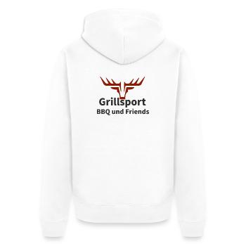 BBQ BBQ Friends Logo - Unisex Premium Organic Zip Hoodie - white - Back - Thijin (182cm)