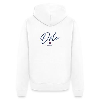 Oslo - Norway Flag - Lettering - Norge - Norwegen - Unisex Premium Organic Zip Hoodie - white - Back - Thijin (182cm)