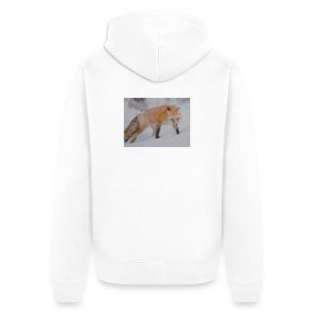 Schnee-Fuchs Pixelkunst - Unisex Premium Bio Zip Hoodie - Weiß - Hinten - Thijin (182cm)