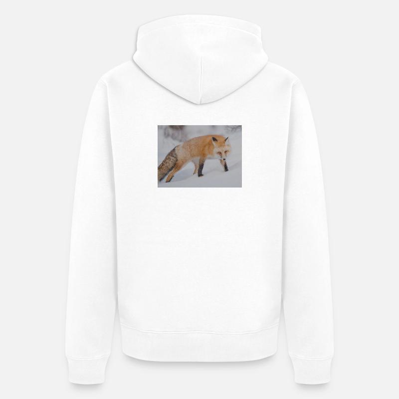 Schnee-Fuchs Pixelkunst - Unisex Premium Bio Zip Hoodie - Weiß