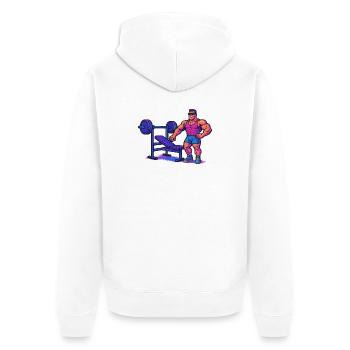 Bodybuilder Gym Bande dessinée - Veste à capuche bio Premium Unisexe - blanc - Dos - Thijin (182cm)