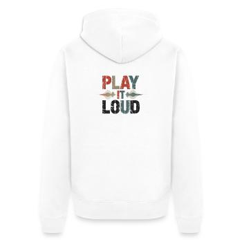 Retro Grunge – Play It Loud - Unisex Premium Bio Zip Hoodie - Weiß - Hinten - Thijin (182cm)