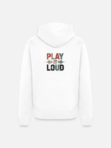 Retro Grunge – Play It Loud - Unisex Premium Organic Zip Hoodie - white