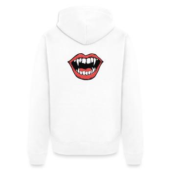 bouche de vampire, dents pointues, morsure - Veste à capuche bio Premium Unisexe - blanc - Dos - Thijin (182cm)