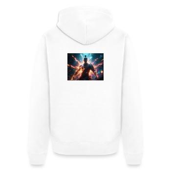 Flamestorm Warrior - Unisex Premium Organic Zip Hoodie - white - Back - Thijin (182cm)