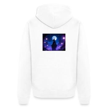 Mondnacht Hexen Silhouette - Unisex Premium Bio Zip Hoodie - Weiß - Hinten - Thijin (182cm)