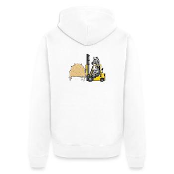 Lustiges Zebra Staplerfahrer Spaghetti Italienisch - Unisex Premium Bio Zip Hoodie - Weiß - Hinten - Thijin (182cm)
