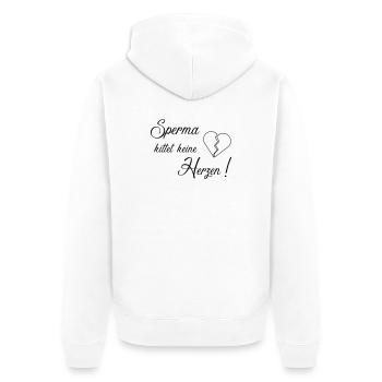 Sperma kittet keine Herzen - Unisex Premium Bio Zip Hoodie - Weiß - Hinten - Thijin (182cm)