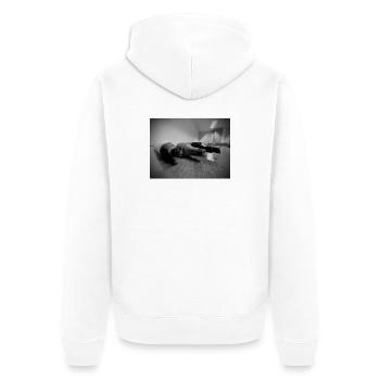 Pinceaux noir et blanc - Veste à capuche bio Premium Unisexe - blanc - Dos - Thijin (182cm)